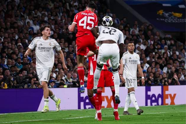 UEFA Champions League quarterfinal first leg soccer match Real Madrid vs Bayern Munich at Santiago Bernabeu stadium in Madrid, Spain. 07 April 2026 Paulovic 900 Cordon Press  900 CordonxPress LOF - Champions League Real Madrid vs Bayern Munich