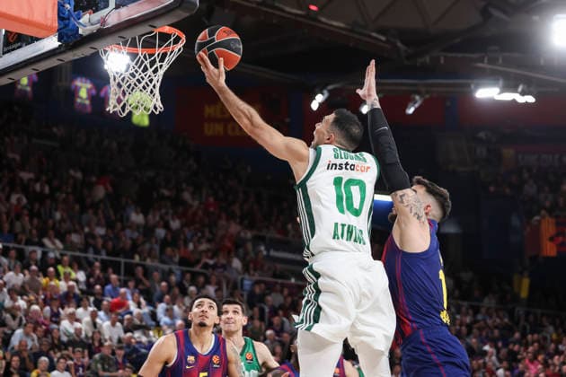 April 7, 2026, Barcelona, Barcelona, Spain: Kostas Sloukas of Panathinaikos Aktor Athens in action during the EuroLeague Regular Season Round 36 match played between FC Barcelona, Barca and Panathinaikos Aktor Athens at Palau Blaugrana on April 07, 2026 in Barcelona, Spain. Barcelona Spain - ZUMAa181 20260407_zaa_a181_308 Copyright: xJavierxBorregox