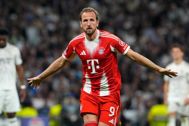 REAL MADRID CF v BAYERN MUNCHEN. CHAMPIONS LEAGUE 2025 2026. QUARTER FINALS. 1ST LEG MATCH. Bayern Munchen™s Harry Kane celebrates goal during Champions League 2025 2026, Quarter-finals, first Leg match. April 7, 2026 (ALTERPHOTOS Acero) MadridSpain  Copyright: xAcerox