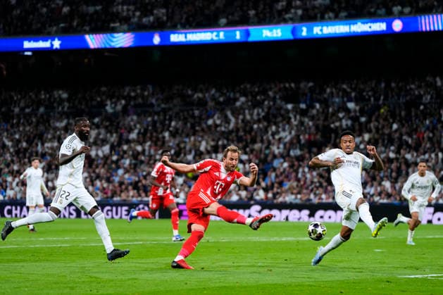 ESP: Real Madrid v Bayern Munich. UEFA Champions League. Quarter-Finals, First Leg. Harry Kane of FC Bayern Munchen and Eder Militao of Real Madrid CF during the UEFA Champions League match, between Real Madrid and Bayern Munich, Quarter-Finals, first leg, played at Santiago Bernabeu Stadium on April 7, 2026 in Madrid, Spain. Copyright: xCesarxCebollax xPRESSINPHOTOx PS_260407_RMA_BAY_2526_094