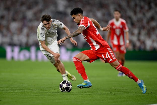 FOOTBALL CHAMPIONS LEAGUE SEASON 2025 2026 Quarter-final first leg 07 04 2026 Real Madrid FC Bayern Muenchen Luis Diaz FC Bayern Muenchen