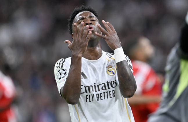 Real Madrid v Bayern Munich - UEFA Champions League MADRID, SPAIN - APRIL 07: Real Madrid s Vinicius Junior reacts after a missed scoring chance during the UEFA Champions League first leg quarter-final match between Real Madrid and Bayern Munich at Bernabeu Stadium in Madrid, Spain on April 07, 2026. Burak Akbulut Anadolu Madrid Spain. Editorial use only. Please get in touch for any other usage.  Copyright: x2026xAnadoluxBurakxAkbulutx