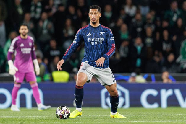 William Saliba seen during UEFA Champions League quarterfinal game between teams of Sporting CP and Arsenal FC at Estadio Jose Alvalade (Maciej Rogowski Ball Raw Images) Lisbon Estadio Jose Alvalade Portugal Copyright: xMaciejxRogowskix MaciejRogowskiSportingArsenal252692