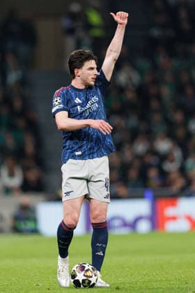 Declan Rice seen during UEFA Champions League quarterfinal game between teams of Sporting CP and Arsenal FC at Estadio Jose Alvalade (Maciej Rogowski Ball Raw Images) Lisbon Estadio Jose Alvalade Portugal Copyright: xMaciejxRogowskix MaciejRogowskiSportingArsenal252699
