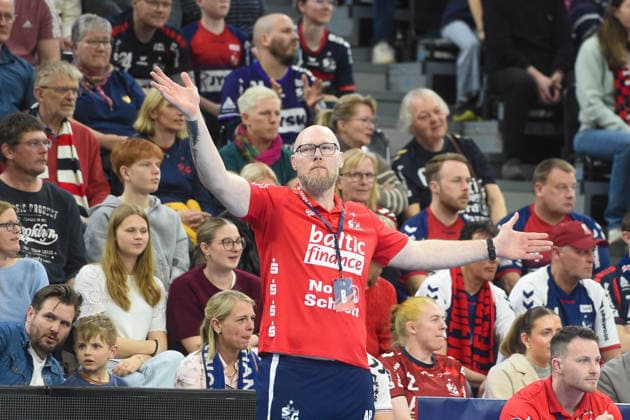Handball I Men I Season 2025 2026 I EHF European League I Playoffs I Second leg I SG Flensburg Handewitt Skanderborg Aarhus Handball I 07 04 2026 Ales Pajovic Coach, SG Flensburg Handewitt Copyright: xLobeca JanxKirschnerx