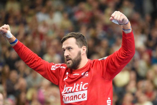Handball I Men I Season 2025 2026 I EHF European League I Playoffs I Second leg I SG Flensburg Handewitt Skanderborg Aarhus Handball I 07 04 2026 Benjamin Buric 1, SG Flensburg Handewitt Copyright: xLobeca JanxKirschnerx