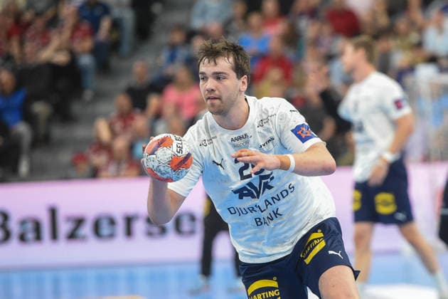 Handball I Men I Season 2025 2026 I EHF European League I Playoffs I Second leg I SG Flensburg Handewitt Skanderborg Aarhus Handball I 07 04 2026 Morten Kaalund Dahlgard 28, SAH Copyright: xLobeca JanxKirschnerx