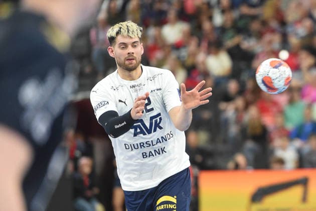 Handball I Men I Season 2025 2026 I EHF European League I Playoffs I Second leg I SG Flensburg Handewitt Skanderborg Aarhus Handball I 07 04 2026 Fredrik Olsson 32, SAH Copyright: xLobeca JanxKirschnerx