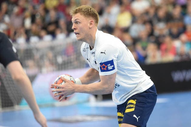 Handball I Men I Season 2025 2026 I EHF European League I Playoffs I Second leg I SG Flensburg Handewitt Skanderborg Aarhus Handball I 07 04 2026 Christoffer Dreyer 7, SAH Copyright: xLobeca JanxKirschnerx