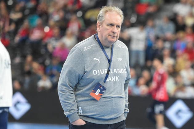 Handball I Men I Season 2025 2026 I EHF European League I Playoffs I Second leg I SG Flensburg Handewitt Skanderborg Aarhus Handball I 07 04 2026 Claes Nick Rasmussen Coach, SAH Copyright: xLobeca JanxKirschnerx