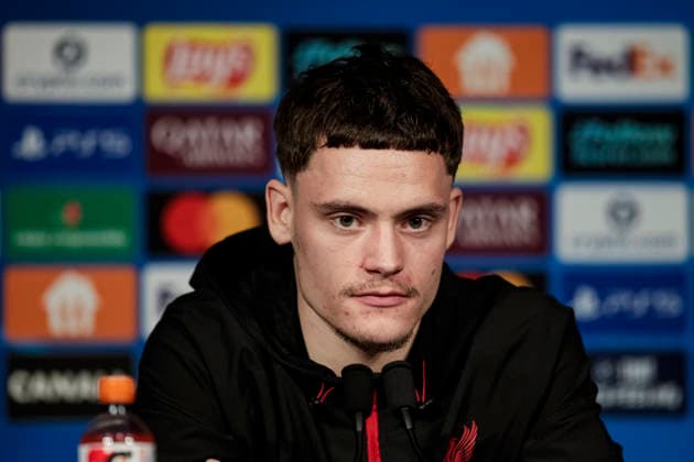 Paris, France April 7 Florian Wirtz of Liverpool talks during the press conference of Liverpool FC at Parc des Princes on April 7, 2026 in Paris, France Photo by JustPictures Paris Parc des Princes France Copyright: x x2026xEurasiaxSportxImagesx jp-en-EuSpIm-AB6_Liverpool_Pressconf_07Apr2026_PR221