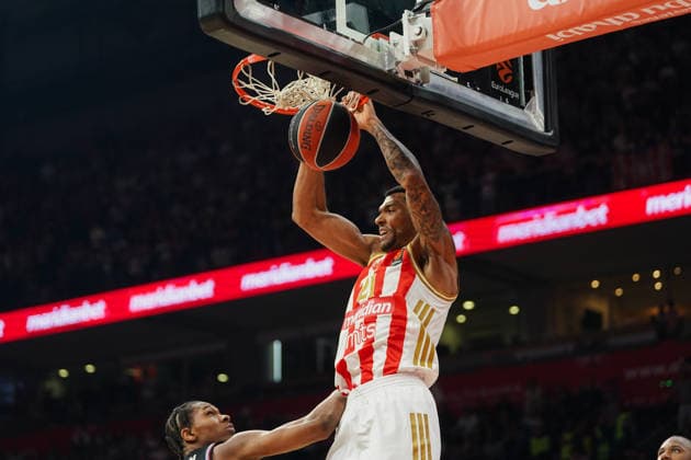 April 7, 2026, Belgrade, Central Serbia, Serbia: 202647, Belgrade, Serbia - Crvena Zvezda Meridianbet and Paris Basketball play a EuroLeague basketball game at the Belgrade Arena. JOEL BOLOMBOY in action. Belgrade Serbia - ZUMAd223 20260407_zip_d223_016 Copyright: xMarkoxDimicx