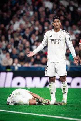 Real Madrid CF v FC Bayern Munich - UEFA Champions League MADRID, SPAIN, APRIL 7: Jude Bellingham of Real Madrid CF and Kylian Mbappe of Real Madrid CF during the UEFA Champions League 2025 26 Quarter-finals First Leg match between Real Madrid CF and FC Bayern Munich at Estadio Santiago Bernabeu on April 7, 2026 in Madrid, Spain. Madrid Estadio Santiago Bernabeu Madrid Spain Copyright: xAlexxPerezx RealMadridBayern7APRIL978