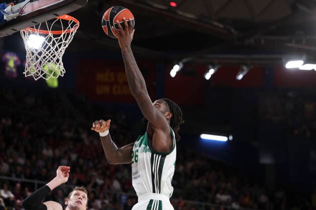 April 7, 2026, Barcelona, Barcelona, Spain: Mathias Lessort of Panathinaikos Aktor Athens in action during the EuroLeague Regular Season Round 36 match played between FC Barcelona, Barca and Panathinaikos Aktor Athens at Palau Blaugrana on April 07, 2026 in Barcelona, Spain. Barcelona Spain - ZUMAa181 20260407_zaa_a181_354 Copyright: xJavierxBorregox