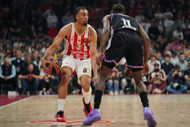 April 7, 2026, Belgrade, Central Serbia, Serbia: 202647, Belgrade, Serbia - Crvena Zvezda Meridianbet and Paris Basketball play a EuroLeague basketball game at the Belgrade Arena. JORDAN NWORA in action. Belgrade Serbia - ZUMAd223 20260407_zip_d223_010 Copyright: xMarkoxDimicx