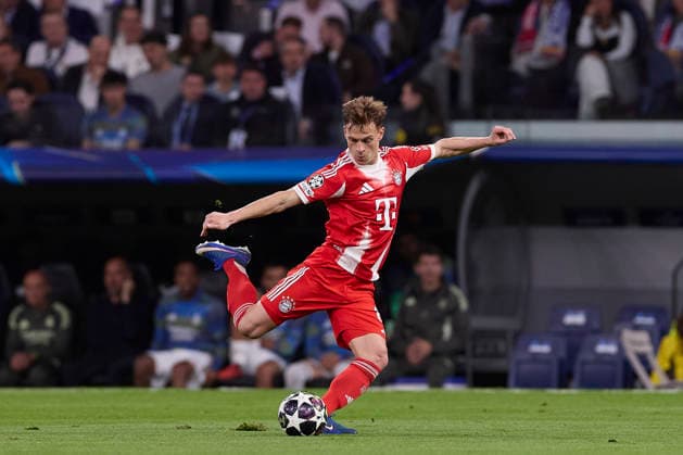 April 7, 2026, Madrid, Spain: Joshua Kimmich of FC Bayern Munchen is seen in action during the UEFA Champions League 2025 2026 quarter-finals first leg football match between Real Madrid CF and FC Bayern Munchen at Santiago Bernabeu stadium. Final score Real Madrid CF 1:2 FC Bayern Munchen Madrid Spain - ZUMAs197 20260407_aaa_s197_199 Copyright: xFedericoxTitonex