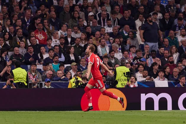 April 7, 2026, Madrid, Spain: Harry Kane of FC Bayern Munchen celebrates a goal during the UEFA Champions League 2025 2026 quarter-finals first leg football match between Real Madrid CF and FC Bayern Munchen at Santiago Bernabeu stadium. Final score Real Madrid CF 1:2 FC Bayern Munchen Madrid Spain - ZUMAs197 20260407_aaa_s197_217 Copyright: xFedericoxTitonex