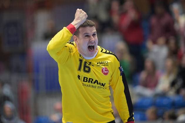 Nebojsa Simic Goalkeeper MT Melsungen 16 , GER, MT Melsungen Fredericia HK DEN , Handball, EHF European League Men, Play Offs, Season 2025 2026, 07 04 2026, GER, MT Melsungen Fredericia HK, Handball, EHF Men, Play Off, Season 2025 2026, 07 04 2026 Kassel Copyright: xEibner-Pressefotox xRolandxSippelx EP_RSL
