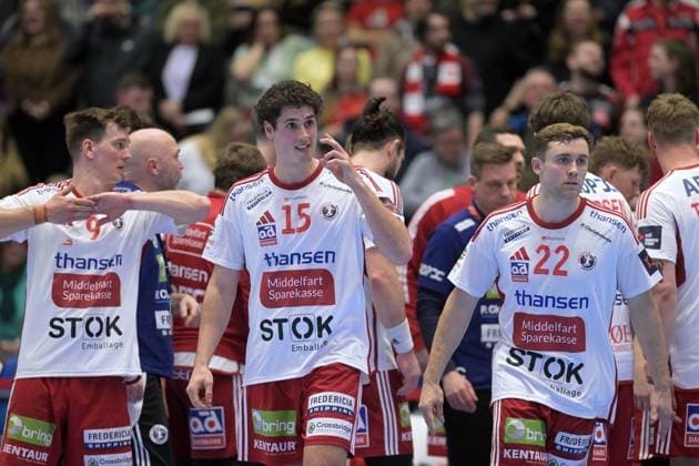 Martin Bisgaard Fredericia HK 9 , Mads Kjeldgaard Andersen Fredericia HK 15 , Adam Ljungquist Fredericia HK 22 disappointed, frustrated, emotion , GER, MT Melsungen Fredericia HK DEN , Handball, EHF European League Men, Play Offs, Season 2025 2026, 07 04 2026, GER, MT Melsungen Fredericia HK, Handball, EHF Men, Play Off, Season 2025 2026, 07 04 2026 Kassel Copyright: xEibner-Pressefotox xRolandxSippelx EP_RSL