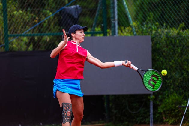 Billie Jean King Cup - Day 1 Gabriela Lee of Romania competes in the Billie Jean King Cup play-offs women s singles match against Beatrise Zeltina of Latvia on day one of the Billie Jean King Cup play-offs at Clube de Tenis do Jamor in Lisbon, Portugal, on April 7, 2026. Lisbon Lisboa Portugal  Copyright: xMiguelxReisx originalFilename:reis-notitle260407_np3JH.jpg