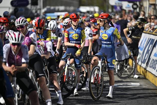 Italian Elisa Balsamo of Lidl-Trek pictured at the start of the women s race of the Scheldeprijs one day cycling event, 130,3km from and to Schoten on Wednesday 08 April 2026. TOM GOYVAERTS TomxGoyvaerts  x170158713x