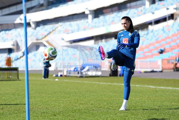 GÖTEBORG, SWEDEN 20260408 Zecira Musovic during the national teams training at Ullevi in connection with the womens soccer team gathering in Gothenburg for the World Cup qualifiers GÖTEBORG, SWEDEN x9200x  Copyright: xBjörnxLarssonxRosvall TTx TRÄNING DAMLANDSLAGET FOTBOLL
