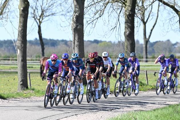 The pack of riders pictured in action during the men s race of the Scheldeprijs one day cycling event, 205,2km from Terneuzen, the Netherlands to Schoten, Belgium on Wednesday 08 April 2026. MAARTENxSTRAETEMANS  x170188868x