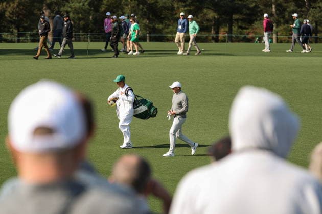 2026 Masters Tournament - practice round Rory McIlroy of Northern Ireland and his caddie Harry Diamond walk to the green at the 17th hole during the final practice round for the 2026 Masters Tournament at the Augusta National Golf Club in Augusta, Georgia, USA, 08 April 2026. The Masters golf tournament begins 09 April 2026. AUGUSTA GEORGIA United States  Copyright: xCHRISxTORRESx