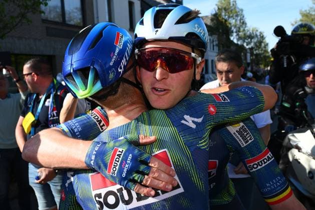 Scheldeprijs 2026 Cycling Race SCHOTEN, BELGIUM - APRIL 08 : Merlier Tim (BEL) of Soudal Quick Step win the 114th edition of Scheldeprijs an UCI ProSeries 1.Pro one day cycling road race for Men Elite of 205 km with start in Terneuzen and finish in Schoten on April 8, 2026 in Schoten, Belgium, 08 04 2026 ( Motordriver Kenny Verfaillie - Schoten Belgium  Copyright: xVincentxKalutx