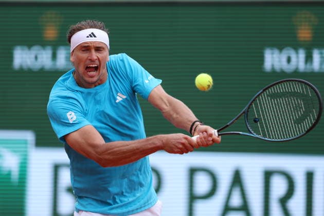 Rolex Monte-Carlo Masters - Day Four Alexander Zverev of Germany plays a backhand during his Round of 32 match against Cristian Garin of Chile on day Four of the Rolex Monte-Carlo Masters at Monte-Carlo Country Club on April 8, 2025 in Monte-Carlo, Monaco. Monaco Monte-Carlo Country Club Monte_Carlo Monaco Copyright: xAllstarxPicturexLibraryxLtdx