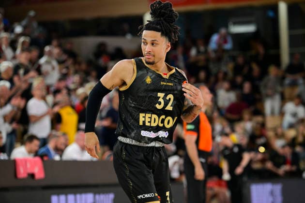 BASKET-BALL : AS Monaco VS LDLC Asvel - Turkish Airlines EuroLeague - 08 04 2026 Matthew Strazel (ASM) - Turkish Airlines EuroLeague match between AS Monaco and LDLC Asvel on April 8, 2026 at the Gaston-MÃ decin sports hall in Monaco. MonacoMonaco  Copyright: xWilliamxCannarellax