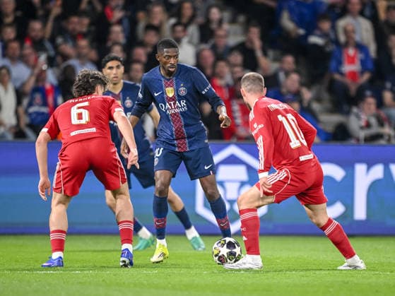 Milos Kerkez Liverpool FC , Ousmane Dembele Paris Saint Germain FC and Alexis Mac Allister Liverpool FC battle for the ball during the UEFA Champions League 2025 26 Quarter Final First Leg match between Paris Saint Germain FC and Liverpool FC at Parc des Princes on April 8, 2026 in Paris, France Photo by Harry Langer DeFodi Images