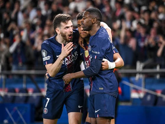 Desire Doue Paris Saint Germain FC celebrates after scoring his team s first goal during the UEFA Champions League 2025 26 Quarter Final First Leg match between Paris Saint Germain FC and Liverpool FC at Parc des Princes on April 8, 2026 in Paris, France Photo by Harry Langer DeFodi Images