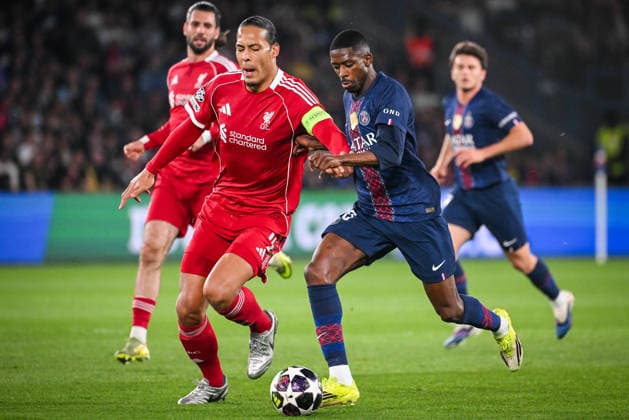 April 8, 2026, Paris, France, France: Virgil VAN DIJK of FC Liverpool and Ousmane DEMBELE of PSG during the UEFA Champions League match between Paris Saint-Germain and Liverpool FC at Parc des Princes Stadium on April 08, 2026 in Paris, France. Paris France - ZUMAm308 20260408_zsp_m308_001 Copyright: xMatthieuxMirvillex