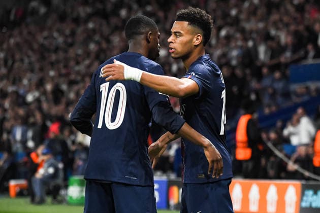 FOOTBALL : Paris Saint Germain vs Liverpool FC - Ligue des Champions - Quart de Finale - Match Aller - 08 04 2026 Joie des joueurs du Paris SG aprÃ s le but de Desire Doue (Paris SG) ParisFrance  Copyright: xBaptistexAutissierx