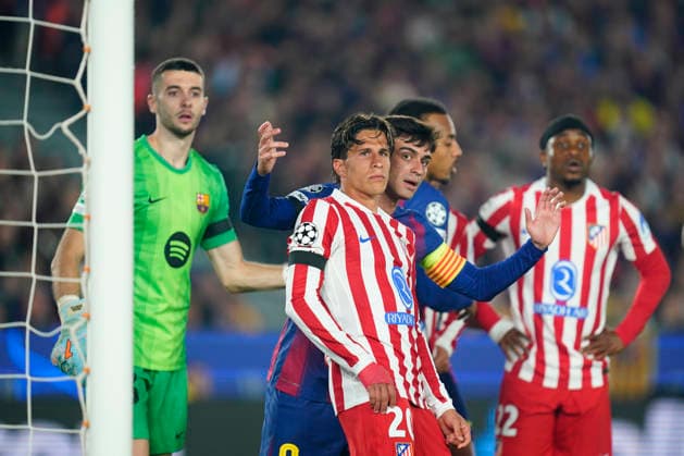 ESP: FC Barcelona, Barca - Atletico de Madrid. UEFA Champions League. Quarter-Finals, first leg. Pedro Gonzalez Pedri of FC Barcelona and Giuliano Simeone of Atletico de Madrid during UEFA Champions League match, Quarter-Finals, first leg, between FC Barcelona and Atletico de Madrid played at Spotify Camp Nou Stadium on April 8, 2026 in Barcelona, Spain. kpng Copyright: xSergioxRuizx xPRESSINPHOTOx PS_260408_BAR_ATL_CH_2526_038