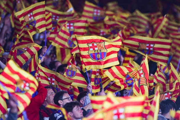 UEFA Champions League 2025 2026 quarter final, FC Barcelona Atletico de Madrid, at Estadio Campo Nou in Barcelona Spain April 08, 2026, Barcelona, Barcelona, Spain Fans of FC Barcelona during the UEFA Champions League 2025 2026 quarter final, FC Barcelona Atletico de Madrid, at Estadio Campo Nou in Barcelona Spain Barcelona Barcelona Barcelona Spain Copyright: xPACOxLARGOx