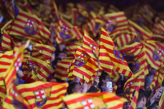 UEFA Champions League 2025 2026 quarter final, FC Barcelona Atletico de Madrid, at Estadio Campo Nou in Barcelona Spain April 08, 2026, Barcelona, Barcelona, Spain Fans of FC Barcelona during the UEFA Champions League 2025 2026 quarter final, FC Barcelona Atletico de Madrid, at Estadio Campo Nou in Barcelona Spain Barcelona Barcelona Barcelona Spain Copyright: xPACOxLARGOx