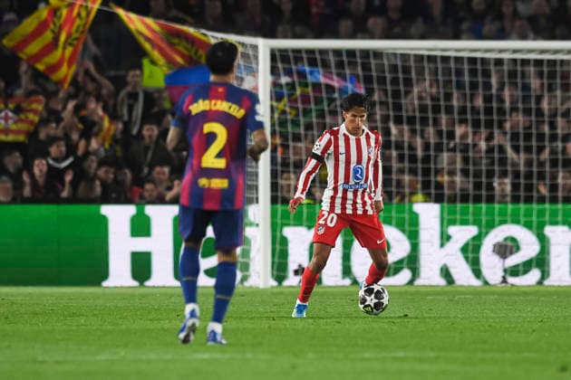 UEFA Champions League 2025 2026 quarter final, FC Barcelona Atletico de Madrid, at Estadio Campo Nou in Barcelona Spain April 08, 2026, Barcelona, Barcelona, Spain Giuliano Simeone of Atletico de Madrid during the UEFA Champions League 2025 2026 quarter final, FC Barcelona Atletico de Madrid, at Estadio Campo Nou in Barcelona Spain Barcelona Barcelona Barcelona Spain Copyright: xPACOxLARGOx