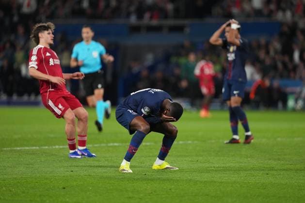 Ousmane Dembele of PSG reacts after wasting a good chance Paris Saint-Germain v Liverpool, UEFA Champions League, Quarter Final, First Leg, Football, Parc des Princes, Paris, France - 08 Apr 2026Paris Parc des Princes France EDITORIAL USE ONLY No use with unauthorised audio, video, data, fixture lists, club league logos or live services. Online in-match use limited to 120 images, no video emulation. No use in betting, games or single club league player publications.  Copyright: xDavexWinter Shutterstockx 16811861bs