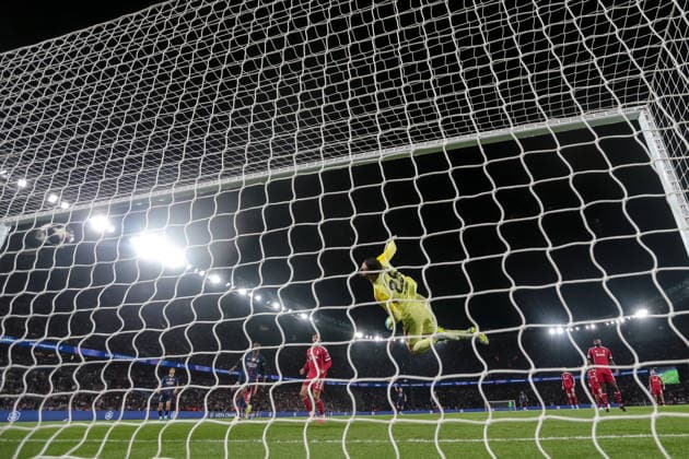 Desire Doue Paris Saint Germain FC scores his team s first goal during the UEFA Champions League 2025 26 Quarter Final First Leg match between Paris Saint Germain FC and Liverpool FC at Parc des Princes on April 8, 2026 in Paris, France Photo by Harry Langer DeFodi Images