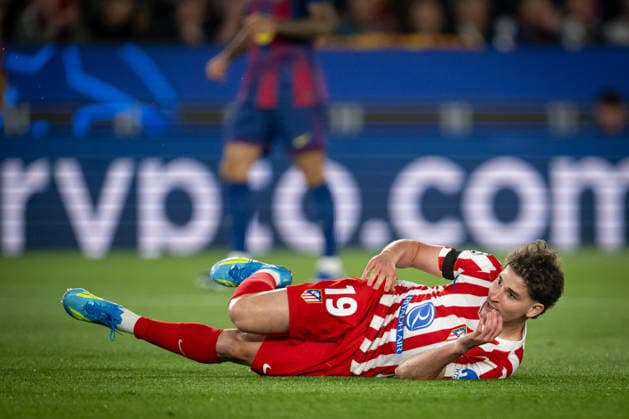 Julian Alvarez AtlÃ tico de Madrid gestures during a UEFA Champions League match between FC Barcelona and Atletico de Madrid at Spotify Camp Nou in Barcelona, , Spain, on April 08 2026 Photo by Felipe Mondino Copyright: x@FELIPExMONDINOx