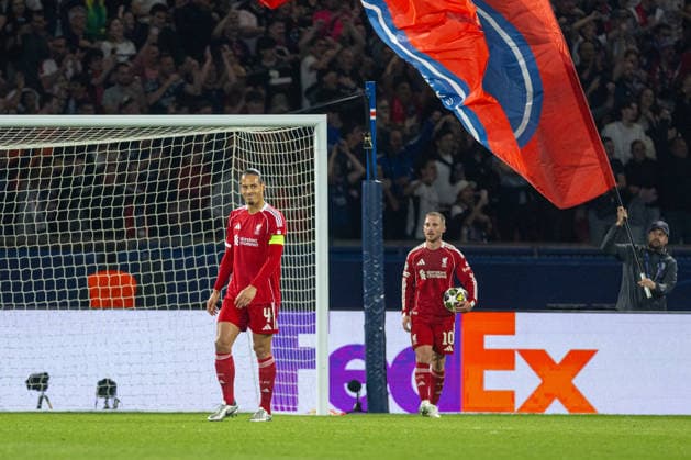 Football - UEFA Champions League - Quarter-Final - 1st Leg - Paris Saint-Germain FC v Liverpool FC PARIS, FRANCE - Wednesday, April 8, 2026: Liverpool s captain Virgil van Dijk reacts to conceding the second goal during the UEFA Champions League Quarter-Final 1st Leg match between Paris Saint-Germain FC and Liverpool FC at the Parc des Princes. (Photo by David Rawcliffe Propaganda) PARIS Parc des Princes ÃŽLE-DE-FRANCE FRANCE  Copyright: xDavidxRawcliffex P2026-04-08-PSG_Liverpool-88