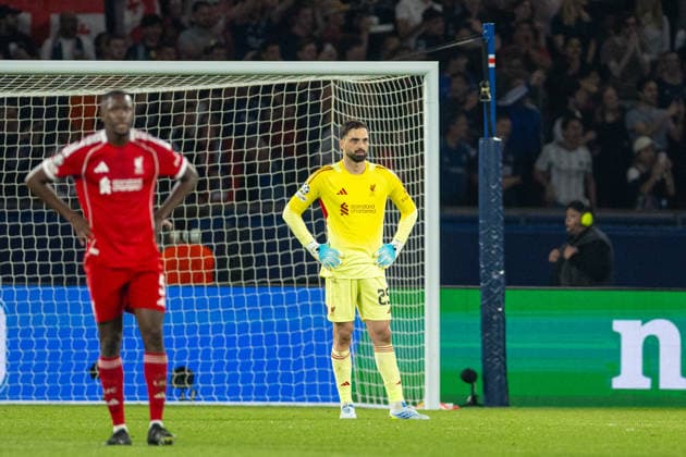 Football - UEFA Champions League - Quarter-Final - 1st Leg - Paris Saint-Germain FC v Liverpool FC PARIS, FRANCE - Wednesday, April 8, 2026: Liverpool s goalkeeper Giorgi Mamardashvili reacts to conceding the second goal during the UEFA Champions League Quarter-Final 1st Leg match between Paris Saint-Germain FC and Liverpool FC at the Parc des Princes. (Photo by David Rawcliffe Propaganda) PARIS Parc des Princes ÃŽLE-DE-FRANCE FRANCE  Copyright: xDavidxRawcliffex P2026-04-08-PSG_Liverpool-94
