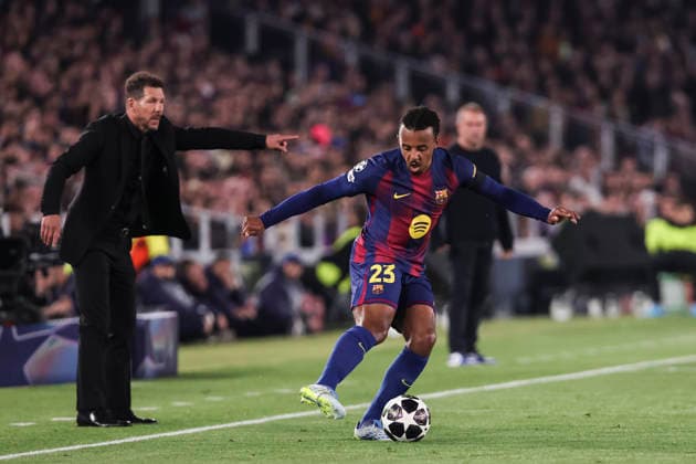 April 8, 2026, Barcelona, Barcelona, SPAIN: Jules Kounde of FC Barcelona, Barca in action during the UEFA Champions League 2025 26 Quarter-finals First Leg, football match played between FC Barcelona and Atletico de Madrid at Spotify Camp Nou stadium on April 08, 2026 in Barcelona, Spain. Barcelona SPAIN - ZUMAa181 20260408_zaa_a181_279 Copyright: xJavierxBorregox