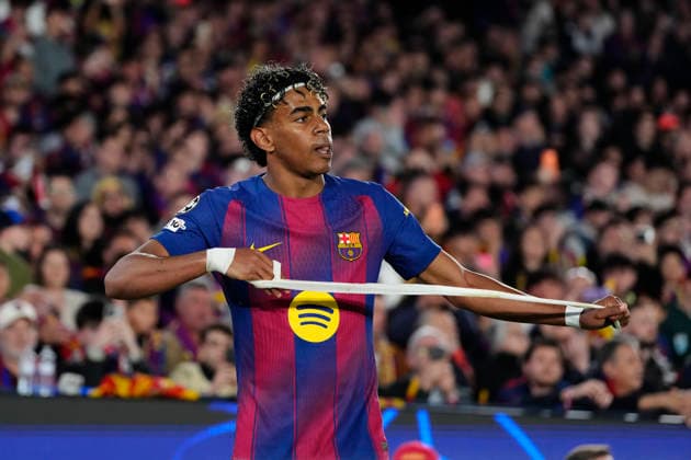 FC Barcelona, Barca v Atletico de Madrid - UEFA Champions League 2025 26 Quarter-Final First Leg Lamine Yamal right winger of Barcelona and Spain reacts during the UEFA Champions League 2025 26 Quarter-Final First Leg match between FC Barcelona and Club AtlÃ tico de Madrid at Estadio Spotify Camp Nou on April 8, 2026 in Barcelona, Spain. Barcelona Spain  Copyright: xJosexBretonx originalFilename:bretonhernandez-fcbarcel260408_npTCy.jpg