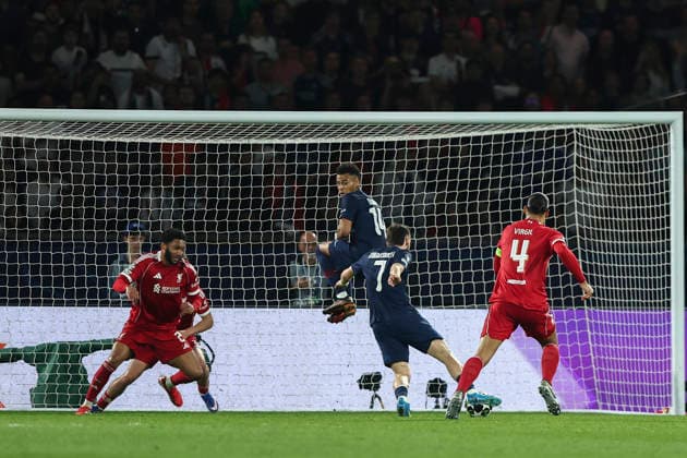 Paris Saint-Germain v Liverpool, UEFA Champions League Paris Saint-Germain forward Khvicha Kvaratskhelia (7) scores a GOAL 2-0 during the Paris Saint-Germain v Liverpool UEFA Champions League Quarter-Final, 1st Leg match at Parc de Princes, Paris, France on 8 April 2026 Credit: Ian Stephen Every Second Media Editorial use only. All images are copyright Every Second Media Limited. No images may be reproduced without prior permission. Copyright: xIMAGO EveryxSecondxMediax ESM-1895-0080 IanxStephenx xEveryxSecondxMediax
