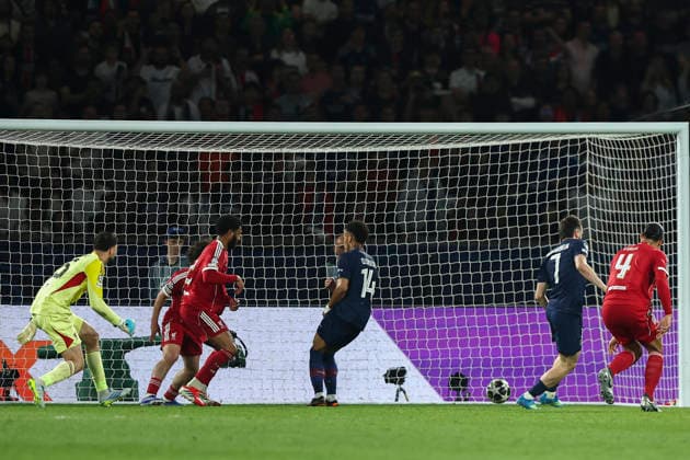 Paris Saint-Germain v Liverpool, UEFA Champions League Paris Saint-Germain forward Khvicha Kvaratskhelia (7) scores a GOAL 2-0 during the Paris Saint-Germain v Liverpool UEFA Champions League Quarter-Final, 1st Leg match at Parc de Princes, Paris, France on 8 April 2026 Credit: Ian Stephen Every Second Media Editorial use only. All images are copyright Every Second Media Limited. No images may be reproduced without prior permission. Copyright: xIMAGO EveryxSecondxMediax ESM-1895-0081 IanxStephenx xEveryxSecondxMediax