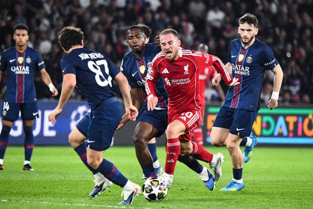 FOOTBALL : Paris Saint Germain vs Liverpool FC - Ligue des Champions - Quart de Finale - Match Aller - 08 04 2026 Alexis Mac Allister (FC Liverpool) Willian Pacho (Paris SG) ParisFrance  Copyright: xBaptistexAutissierx