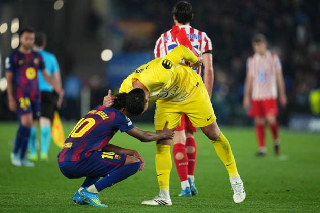 UEFA Champions League match, Quarter-Finals, first leg, between FC Barcelona, Barca and Atletico de Madrid played at Spotify Camp Nou Stadium on April 8, 2026 in Barcelona, Spain. (Photo by Bagu Blanco PRESSINPHOTO) Copyright: xBaguxBlancox xPRESSINPHOTOx